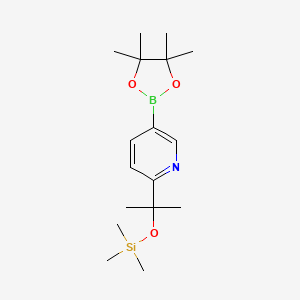 5-(4,4,5,5-Tetramethyl-1,3,2-dioxaborolan-2-yl)-2-(2-((trimethylsilyl)oxy)propan-2-yl)pyridine chemical structure (CAS 1228014-10-5)