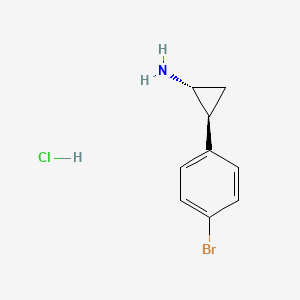 (1R,2S)-2-(4-Bromophenyl)cyclopropan-1-amine hydrochloride chemical structure (CAS 1228092-84-9)