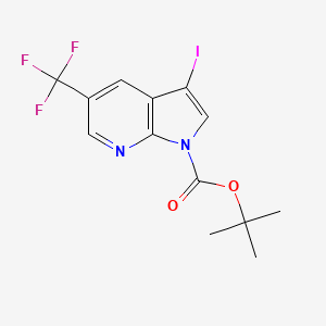 tert-Butyl 3-iodo-5-(trifluoromethyl)-1H-pyrrolo[2,3-b]pyridine-1-carboxylate chemical structure (CAS 1228183-72-9)