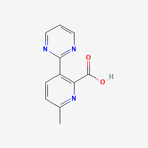 6-Methyl-3-(2-pyrimidinyl)-2-pyridinecarboxylic acid chemical structure (CAS 1228188-18-8)