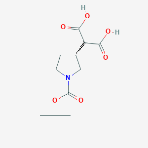 (R)-2-(1-(tert-butoxycarbonyl)pyrrolidin-3-yl)malonic acid chemical structure (CAS 1228312-13-7)