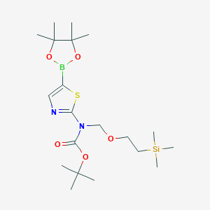tert-Butyl (5-(4,4,5,5-tetramethyl-1,3,2-dioxaborolan-2-yl)thiazol-2-yl)((2-(trimethylsilyl)ethoxy)methyl)carbamate chemical structure (CAS 1228356-82-8)