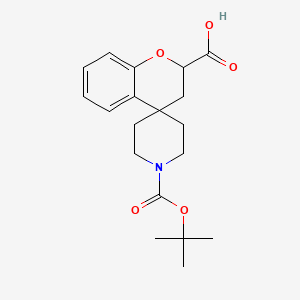 1'-(tert-Butoxycarbonyl)spiro[chroman-4,4'-piperidine]-2-carboxylic acid chemical structure (CAS 1228631-15-9)