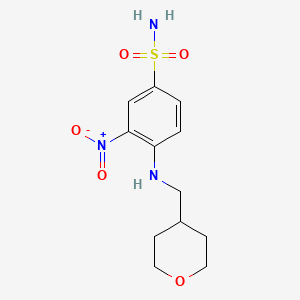3-Nitro-4-(((tetrahydro-2H-pyran-4-yl)methyl)amino)benzenesulfonamide chemical structure (CAS 1228779-96-1)