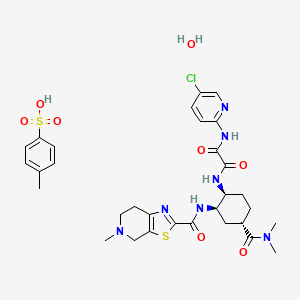 N1-(5-Chloropyridin-2-yl)-N2-((1S,2R,4S)-4-(dimethylcarbamoyl)-2-(5-methyl-4,5,6,7-tetrahydrothiazolo[5,4-c]pyridine-2-carboxamido)cyclohexyl)oxalamide 4-methylbenzenesulfonate hydrate chemical structure (CAS 1229194-11-9)