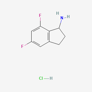 5,7-Difluoro-2,3-dihydro-1H-inden-1-amine hydrochloride chemical structure (CAS 1229784-79-5)