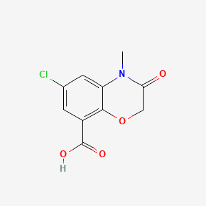 6-Chloro-4-methyl-3-oxo-3,4-dihydro-2H-benzo[b][1,4]oxazine-8-carboxylic acid chemical structure (CAS 123040-79-9)