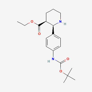 rel-Ethyl (2R,3S)-2-(4-((tert-butoxycarbonyl)amino)phenyl)piperidine-3-carboxylate chemical structure (CAS 1231732-20-9)