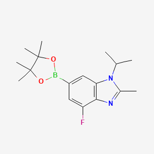 4-Fluoro-1-isopropyl-2-methyl-6-(4,4,5,5-tetramethyl-1,3,2-dioxaborolan-2-yl)-1H-benzo[d]imidazole chemical structure (CAS 1231930-37-2)