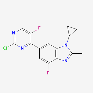 6-(2-Chloro-5-fluoropyrimidin-4-yl)-1-cyclopropyl-4-fluoro-2-methyl-1H-benzo[d]imidazole chemical structure (CAS 1231930-43-0)