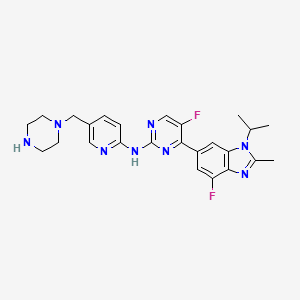 5-Fluoro-4-(4-fluoro-1-isopropyl-2-methyl-1H-benzo[d]imidazol-6-yl)-N-(5-(piperazin-1-ylmethyl)pyridin-2-yl)pyrimidin-2-amine chemical structure (CAS 1231930-57-6)