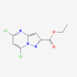 Ethyl 5,7-dichloropyrazolo[1,5-a]pyrimidine-2-carboxylate chemical structure (CAS 1232224-62-2)