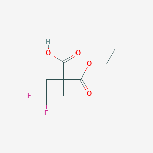 1-(Ethoxycarbonyl)-3,3-difluorocyclobutane-1-carboxylic acid chemical structure (CAS 1232365-40-0)