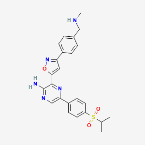 5-(4-(Isopropylsulfonyl)phenyl)-3-(3-(4-((methylamino)methyl)phenyl)isoxazol-5-yl)pyrazin-2-amine chemical structure (CAS 1232416-25-9)