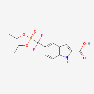 5-((Diethoxyphosphoryl)difluoromethyl)-1H-indole-2-carboxylic acid chemical structure (CAS 1233086-50-4)