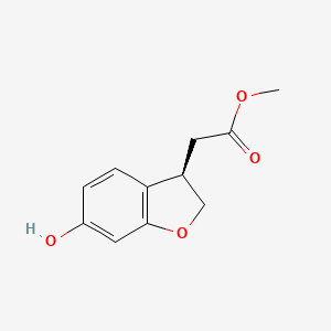 (R)-Methyl 2-(6-hydroxy-2,3-dihydrobenzofuran-3-yl)acetate chemical structure (CAS 1234474-58-8)