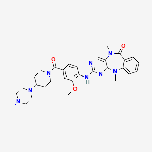 2-((2-Methoxy-4-(4-(4-methylpiperazin-1-yl)piperidine-1-carbonyl)phenyl)amino)-5,11-dimethyl-5H-benzo[e]pyrimido[5,4-b][1,4]diazepin-6(11H)-one chemical structure (CAS 1234480-84-2)