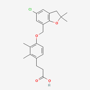 3-(4-((5-Chloro-2,2-dimethyl-2,3-dihydrobenzofuran-7-yl)methoxy)-2,3-dimethylphenyl)propanoic acid chemical structure (CAS 1234844-11-1)