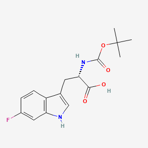 (S)-2-((tert-Butoxycarbonyl)amino)-3-(6-fluoro-1H-indol-3-yl)propanoic acid chemical structure (CAS 1234870-95-1)