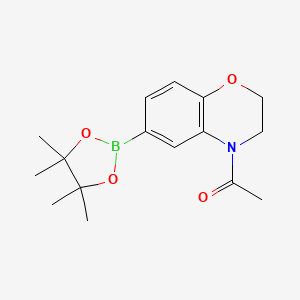 1-(6-(4,4,5,5-Tetramethyl-1,3,2-dioxaborolan-2-yl)-2,3-dihydro-4H-benzo[b][1,4]oxazin-4-yl)ethan-1-one chemical structure (CAS 1235141-24-8)