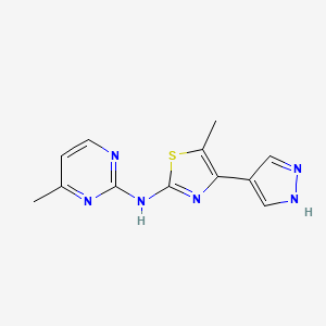 5-Methyl-N-(4-methylpyrimidin-2-yl)-4-(1H-pyrazol-4-yl)thiazol-2-amine chemical structure (CAS 1235318-89-4)