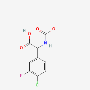 2-((tert-Butoxycarbonyl)amino)-2-(4-chloro-3-fluorophenyl)acetic acid chemical structure (CAS 1236349-77-1)