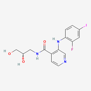 (S)-N-(2,3-Dihydroxypropyl)-3-((2-fluoro-4-iodophenyl)amino)isonicotinamide chemical structure (CAS 1236699-92-5)