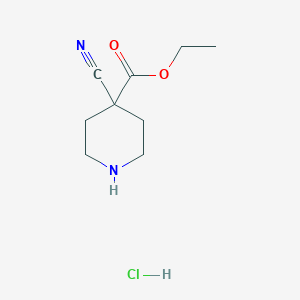 Ethyl 4-cyanopiperidine-4-carboxylate hydrochloride chemical structure (CAS 123730-64-3)