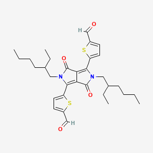 5,5'-(2,5-Bis(2-ethylhexyl)-3,6-dioxo-2,3,5,6-tetrahydropyrrolo[3,4-c]pyrrole-1,4-diyl)bis(thiophene-2-carbaldehyde) chemical structure (CAS 1239218-96-2)