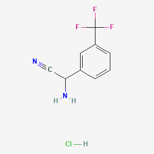 2-Amino-2-(3-(trifluoromethyl)phenyl)acetonitrile hydrochloride chemical structure (CAS 1240528-22-6)