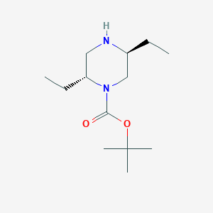 (2R,5S)-tert-Butyl 2,5-diethylpiperazine-1-carboxylate chemical structure (CAS 1240588-35-5)