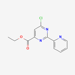 Ethyl 6-chloro-2-(pyridin-2-yl)pyrimidine-4-carboxylate chemical structure (CAS 1240597-44-7)