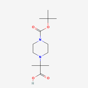 2-(4-(tert-Butoxycarbonyl)piperazin-1-yl)-2-methylpropanoic acid chemical structure (CAS 1240619-73-1)