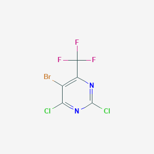 5-Bromo-2,4-dichloro-6-(trifluoromethyl)pyrimidine chemical structure (CAS 1240622-62-1)