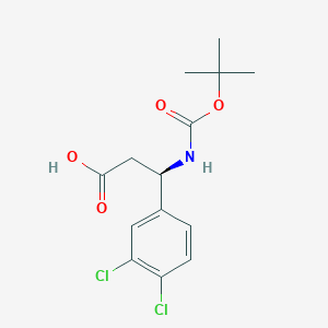 (R)-3-((tert-Butoxycarbonyl)amino)-3-(3,4-dichlorophenyl)propanoic acid chemical structure (CAS 1241681-15-1)