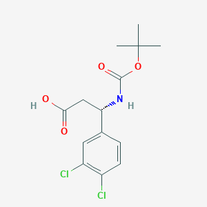(S)-3-((tert-Butoxycarbonyl)amino)-3-(3,4-dichlorophenyl)propanoic acid chemical structure (CAS 1241681-36-6)