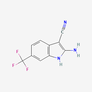 2-Amino-6-(trifluoromethyl)-1H-indole-3-carbonitrile chemical structure (CAS 1242140-69-7)