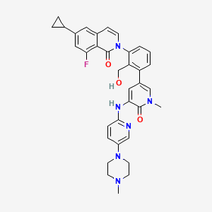 6-Cyclopropyl-8-fluoro-2-(2-(hydroxymethyl)-3-(1-methyl-5-((5-(4-methylpiperazin-1-yl)pyridin-2-yl)amino)-6-oxo-1,6-dihydropyridin-3-yl)phenyl)isoquinolin-1(2H)-one chemical structure (CAS 1242156-23-5)