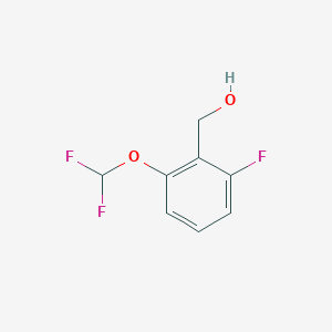 (2-(Difluoromethoxy)-6-fluorophenyl)methanol chemical structure (CAS 1242259-99-9)