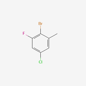 2-Bromo-5-chloro-1-fluoro-3-methylbenzene chemical structure (CAS 1242339-10-1)
