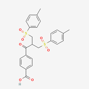 4-(3-Tosyl-2-(tosylmethyl)propanoyl)benzoic acid chemical structure (CAS 124243-00-1)