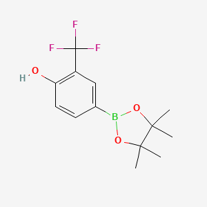 4-(4,4,5,5-Tetramethyl-1,3,2-dioxaborolan-2-yl)-2-(trifluoromethyl)phenol chemical structure (CAS 1243143-45-4)