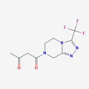1-(3-(Trifluoromethyl)-5,6-dihydro-[1,2,4]triazolo[4,3-a]pyrazin-7(8H)-yl)butane-1,3-dione chemical structure (CAS 1244055-37-5)