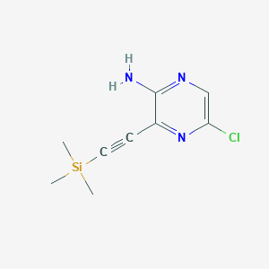 5-Chloro-3-((trimethylsilyl)-ethynyl)pyrazin-2-amine chemical structure (CAS 1244776-64-4)