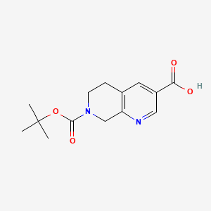 7-(tert-Butoxycarbonyl)-5,6,7,8-tetrahydro-1,7-naphthyridine-3-carboxylic acid chemical structure (CAS 1245645-20-8)
