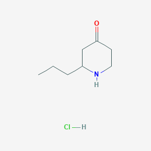 2-Propylpiperidin-4-one hydrochloride chemical structure (CAS 1245645-90-2)