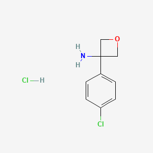 3-(4-Chlorophenyl)oxetan-3-amine hydrochloride chemical structure (CAS 1245782-61-9)