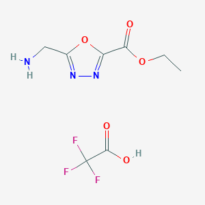 Ethyl 5-(aminomethyl)-1,3,4-oxadiazole-2-carboxylate 2,2,2-trifluoroacetate chemical structure (CAS 1245807-94-6)
