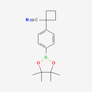 1-(4-(4,4,5,5-Tetramethyl-1,3,2-dioxaborolan-2-yl)phenyl)cyclobutanecarbonitrile chemical structure (CAS 1245831-55-3)