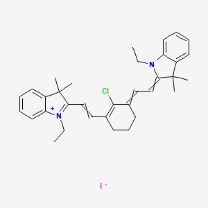 2-(2-(2-Chloro-3-(2-(1-ethyl-3,3-dimethylindolin-2-ylidene)ethylidene)cyclohex-1-en-1-yl)vinyl)-1-ethyl-3,3-dimethyl-3H-indol-1-ium iodide chemical structure (CAS 124591-86-2)